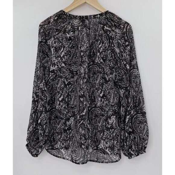 KUT from the Kloth Sheer Button Frontballoon Sleeve Blouse Size M, Preppy Office - Picture 3 of 11